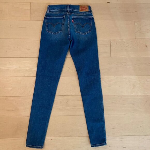 Levis Womens 710 Super Skinny Jeans mid rise Size 25 Blue Denim Stretch - Picture 2 of 13